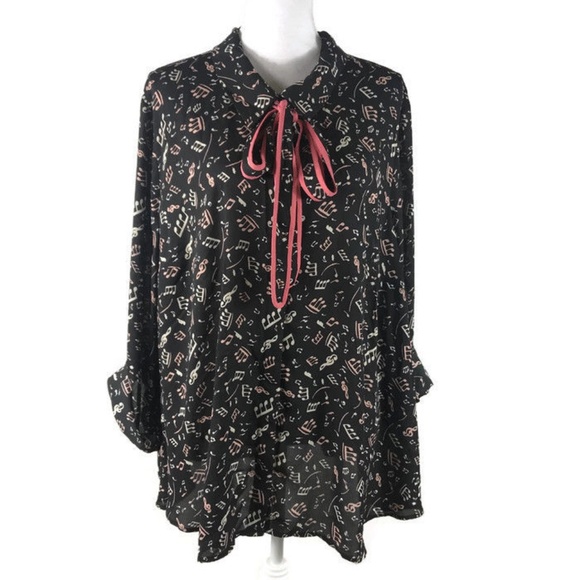 ModCloth Tops - Modcloth Size 4x Blouse Pussy Bow Musical Note